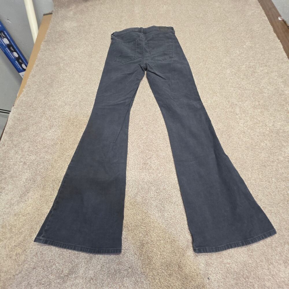 American Eagle Super Hi-Rise Flare Corduroy Pants Size 4 Long Gray Stretch